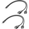 JSADZKJ Cavo di ricarica da USB C a USB A Y Splitter, adattatore di ricarica rapida da maschio di tipo C a doppia porta USB 2.0 femmina per auto/ventilatore/telefoni cellulari 1FT