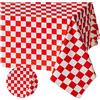 Mienocol Tovaglia usa e getta a scacchi rossi e bianchi, 137 x 274 cm, tovaglia rettangolare in plastica per picnic, baby shower, matrimoni, feste di compleanno, decorazione per San Valentino, 2 pezzi