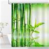 OCEUMACO Tenda Doccia Antimuffa 240x200 Grande Tessuto Poliestere Tenda per Doccia Bamboo Verde Zen A2 Stoffa Impermeabile Tende Vasca da Bagno con Anelli e Occhielli Lavabile Lavatrice