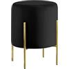 IlGruppone Pouf Poggiapiedi in Velluto con Gambe Dorate Elegante Imbottito Sgabello per Toeletta Mobile Trucco Ottomano Ingresso Tavolino - Nero
