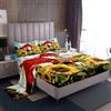 Homewish Set di lenzuola per letto matrimoniale, motivo: mucca da latte, con casetta rossa e girasole