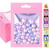 Plaphy 100 Sacchetti Mylar in Alluminio con Finestra e Zip(Rosa,10,5x15cm)