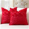 Artscope 2 Pezzi Natalizio Federe in Lana Corta Velluto Copricuscini Morbido Decorativo Fodere per Cuscino Lusso Stile per Divano Camera da Letto Fiocchi di Neve e Cervo Rosso 45x45 cm
