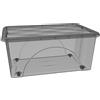 COSE DA CASA Contenitore con Coperchio e 4 Ruote Box Portaoggetti 45 LT STORAGE Salvaspazio Sovrapponibile scatola 60x40x25 Organizer Multiuso organizzazione Casa Bagno Ufficio (FUME' TRASPARENTE)