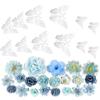 MWOOT Fiori Artificiali Assortiti, Teste di Rose Finte per Bouquet da sposa Centrotavola Cappello da Laurea Decorazione, Set di Fiori Finti Blu con Adesivi a Farfalla