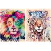 milaosk Kit per Pittura Diamante,5D Diamond Painting Leoni e Leopardi Diamantini Crystal Art Fai Da Te Pittura Diamante Animale per Decorazione Della Parete di Casa