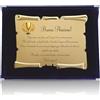 ATS Incisione Targhe & Timbri Targa Pensione con Pergamena in Cofanetto Velluto - Idea Regalo Pensionamento - Targa Celebrativa con Dedica - Ricordo Elegante per Collega, Amico o Familiare (Blu, Dedica Emotiva)
