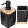 KADAX Set di 2 bicchieri da bagno e dispenser per detersivo, portaspazzolino decorativo, moderno dispenser di sapone per detersivo (quadrato nero)