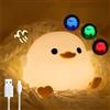 IFTHFOUR DoDo - Luce notturna a forma di anatra, in silicone, dimmerabile, ricaricabile, USB-C, con sensore touch, RGB e luce bianca calda, per bambini, camera da letto, dormitorio e idee regalo
