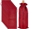 Beebeecraft 8 pz Sacchetti di Iuta per Vino Sacchetti Regalo per Bottiglie di Vino Rosso con Coulisse per Bomboniere per Feste di Nozze Vacanze di Natale e Feste di Degustazione