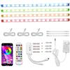 Cefrank Illuminazione armadio RGB 4 x 30 cm Kit barra luminosa a LED RGB collegabile per vetrina, Smart App e telecomando, Sincronizzazione musicale, Modalità scena, Multi-colori