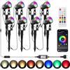 Lam(MS)pen Faretto da giardino LED RGBW 24V 24W con picchetto, 8 pcs | IP65, Telecomando incluso, temporizzazione, Bluetooth APP, Illuminazione stradale e all'uso esterno