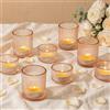 Glasseam Portacandeline in Vetro Dorato: Set da 8 Portacandeline Rigati per Centrotavola Piccoli Candelabro per Matrimoni Feste e Arredamento Domestico