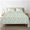 H HANSEL HOME Set di lenzuola in microfibra spazzolata, lenzuolo con angoli regolabile altezza 30 cm, lenzuolo di sopra e federe, per letto da 150 cm, 4 pezzi, 150 x 190/200 cm, rami verdi