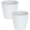 Kotarbau® - Set di 2 vasi da fiori in ceramica, 9 cm di diametro, classici, colore bianco liscio