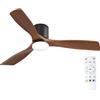 Passky Ventilatore da soffitto con illuminazione e telecomando, motore DC silenzioso, 132 cm, 3 pale, nero