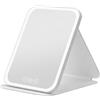 Colexy Specchio Trucco con Luci LED, Grande Specchio da Viaggio Pieghevole,Specchio Cosmetico Pelle PU,LED Specchio da Tavolo,Specchio da Scrivania Touch Make Up,3 Temperature di Colore (Square Bianco)