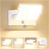 GXXG 40W Applique da Esterno Sensore Movimento,Pannello Rotante 350°,IP65 | 4000LM Bianco Lampada da Parete,Bianco Caldo 3000K, 108 LED, Alluminio Anti-Ossidazione per ingresso, giardino, garage