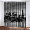 RXWZRL Tenda Oscurante Termica Isolante Per Camera Da Letto Ragazzo, Tende Soggiorno Natalizie Con Occhielli Per Interni Finestre 140X260Cm 2 Pannelli 3D Paesaggio Del Ponte Della Città In Bianco E Ne