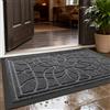 DEXI Zerbino Ingresso Esterno 40 x 60 cm, Tappeto Ingresso Interno Antiscivolo Impermeabile, Zerbini Assorbente Lavabile per Ufficio, Giardini, Balcone, Grigio Nero