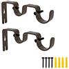AddGrace 2 staffe per asta per tende doppie, resistenti, vintage, per aste da 2,5 cm e 1,5 cm (marrone)