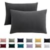 Beqnat Set di 2 federe 70 x 90 cm, colore antracite, per cuscini in 100% microfibra, non necessita di stiratura e senza pieghe con chiusura lampo