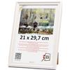 3-B Cornice portafoto Mori - Bianco - 21 x 29,7 cm (A4) - Cornice in legno, cornice per documenti con vetro acrilico