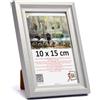 3-B - Cornice portafoto modello Mori in argento - 10 x 15 cm - con vetro acrilico, cornice in legno, cornice per foto, cornice per ritratti