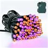 Dalugo Decorazione per Halloween, per esterni, 5 m, 50 LED, colore arancione, viola, per Halloween, con timer, IP65, impermeabile, per interni, esterni, giardino, feste, autunno, decorazione