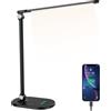 Boronasd Lampada da Scrivania LED-Lampade Luce da Tavolo Studio con Filo Regolabile 4 colori luminosità Dimmerabile con porta USB