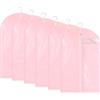 Niviy Custodie per abiti, antitarme, traslucide, con cerniera, impermeabili, antiacaro, traspiranti, 6 pezzi, 60 x 100 cm (rosa)