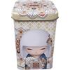 Kimmidoll Barattolo Salvadanaio Design Ispirazione Giapponese Valore Rappresentato Kioko Felicità in Metallo Latta Apribile e Riutilizzabile 21x13cm