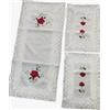 Corredocasa Tris Centrini Natalizi - Set Centrotavola Natale in Misto Lino Ricamato Elegante Runner 40x90 + 2 Centrini di Natale 35x45 con Balza in Macramè - Decorazione Cucina Centri Tavola(Bianco)