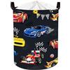 Clastyle Cesto Portabiancheria Auto Corsa Cestino Portaoggetti Impermeabile Cesta Biancheria Genitori per Organizzare Giocattoli Vestiti, Grigio, 36x45 cm