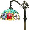 Tokira Fiori di Rosa Lampada da Terra Tiffany, 165 CM Vintage Vetro Multicolore Lampada da Pavimento, Pittura a Olio Stile Collo Cigno Angolo Luce Notturne Camera da Letto [Senza Lampadina]