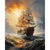 MIRONS Kit Punto Croce 11CT, Veliero che naviga sul mare, D, 40 * 50 cm Set Punto Croce Kit da Ricamare Prestampato Principianti, Disegni Quadro Punto Croce da Ricamare Ricamo Kit Prestampati