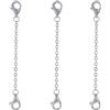 CREATCABIN 3 pz Prolunghe per Catena Portacavi 925 Prolunghe per Catena in Argento Sterling per Collana Maglie di Catena Regolabili con Chiusure A Doppio Artiglio di Aragosta per Creazione di 50mm