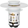 Hibbent Tappo Lavandino Bagno Universale e Filtro Rimovibile, Scarico Lavabo Pop Up,Adatto per Fori da 25 a 46 mm, Filtro Scarico Lavabo Bagno Valvola Piletta Click Clack, Bianco