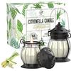 Funxim Candela alla citronella, 2 candele alla citronella da esterno in vetro, cera di soia naturale, arredamento retrò - perfette per campeggio, barbecue, picnic, giardino