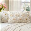 Artscope 2 Pezzi Primavera Estate Federe in Lana Corta Velluto Copricuscini Morbido Decorativo Fodere per Cuscino Lusso Stile per Divano Camera da Letto Fiori Beige 40x60 cm