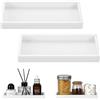 Luxspire Vassoio da bagno - Confezione da 2 (20,1 x 10,2 cm) portasapone in silicone per lavello da cucina, vassoio da banco per bagno, dispenser di sapone, profumo, gioielli, accessori, bianco