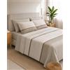 Zambaiti Completo Lenzuola Matrimoniale 100% Cotone Made in Italy, Set Letto Matrimoniale con Lenzuolo Sopra 240x300 cm, Sotto con Angoli 180x200+27 cm e 2 Federe 52x82 cm Art. SWITCH (TORTORA)