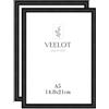 Veelot® 2x Cornice per Foto DIN A5 14,8 x 21cm,Alluminio Metallo,Nero,per 15x21cm cornice Piccolo,certificati di documenti e diplomi,Montaggio a parete o esposizione da tavolo
