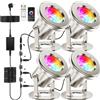 OSREE All-in-One Luci per Laghetto RGB con Cavo 15,5M, Acciaio Inossidabile SS316 Faretti per Laghetto con APP, Luci Laghetto Espandibile Immersione per Fontana, Laghetto, Cascata, Ruscello, 4er-Pack