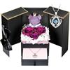 ADDWel Rosa Stabilizzata Orsetto Regalo Donna Compleanno, Rosa Eterna con Collana e Orsetto di Rose con Rosa e Collana, Idee Regalo Compleanno Festa della Mamma Lei, Donne, Fidanzata, Moglie