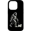Vintage Bigfoot and Maltese Cryptid Humo Custodia per iPhone 14 Pro Bigfoot Walking - Girello maltese divertente per cani