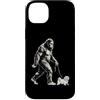 Vintage Bigfoot and Maltese Cryptid Humo Custodia per iPhone 14 Plus Bigfoot Walking - Girello maltese divertente per cani