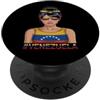 Venezuela Retro Apparel Venezuela Bandiera Disordinato Bun Ragazza Radici Venezuelane PopSockets PopGrip Adesivo