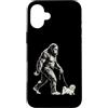 Vintage Bigfoot and Maltese Cryptid Humo Custodia per iPhone 16 Plus Bigfoot Walking - Girello maltese divertente per cani