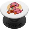 Cute Kawaii Flamingo Drinks Boba Bubble Carino Flamingo Kawaii Anime Bere Bubble Tea Ragazza Bambini PopSockets PopGrip Adesivo